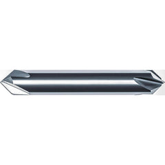 Chamfer Mill: 1/8" Dia, 1/8" Shank Dia, 150.00 deg, 4 Flute, Solid Carbide, Double End