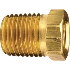 Brass & Chrome Pipe Fittings; Fitting Type: Reducer Bushing Male to Female; Fitting Size: 1/2 x 1/4; End Connections: MNPT x FNPT; Material Grade: CA360; Connection Type: Threaded; Pressure Rating (psi): 1000; Fitting Shape: Straight; Thread Standard: NPT
