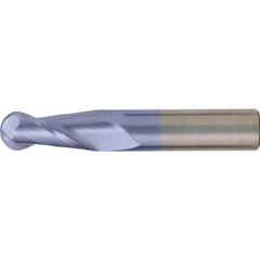 Ball End Mill: 3/16" Dia, 3/4" LOC, 2 Flute, High Speed Steel