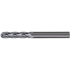 Ball End Mill: 5/16" Dia, 1-1/8" LOC, 4 Flute, Solid Carbide