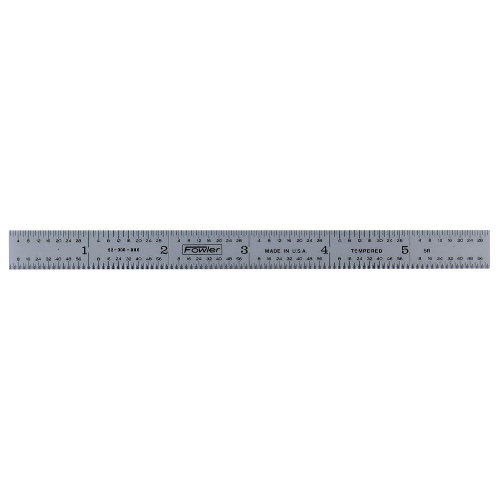 Steel Rules; Material: Steel; Length (Inch): 6; Graduation (Inch): 1/16, 1/64, 1/8, 1/32; Tip Style: Flat; Color: Silver; Flexibility: Flexible