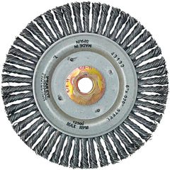 Wheel Brush: 6" Wheel Dia, 3/16" Face Width, 0.0200" Wire Dia,  Knotted Stringer Bead Twist