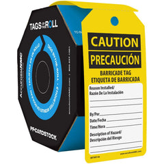 Accident Prevention Tag: Rectangle, 6-1/4" High, Synthetic Paper, "CAUTION"