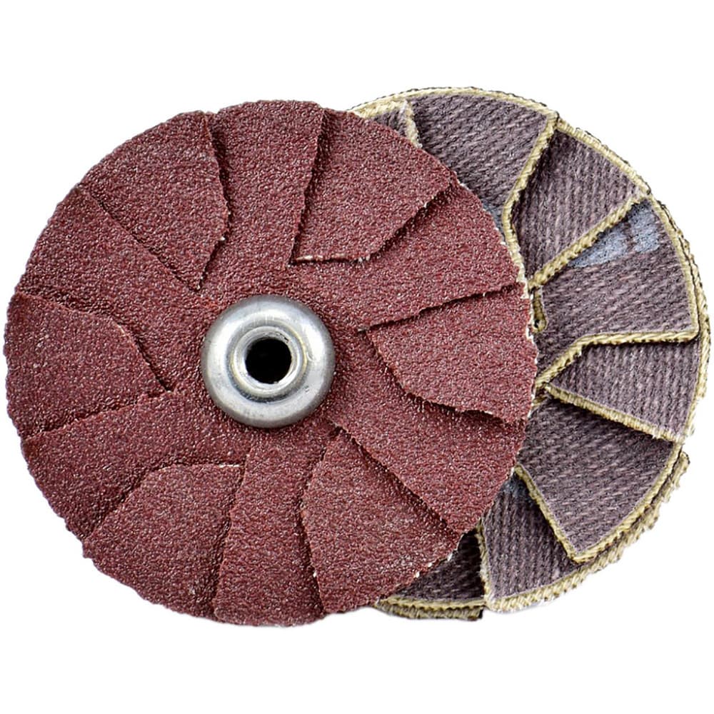 Slotted Overlap Discs; Abrasive Type: Coated; Disc Diameter (Inch): 3; Overlap Disc Type: Outward; Abrasive Material: Aluminum Oxide; Grit: 100; Eyelet Size: 1/4-20; Grade: Medium