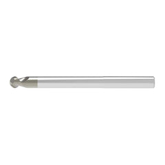 Ball End Mill: 20.00 mm Dia, 22.00 mm LOC, 2 Flute, Solid Carbide
