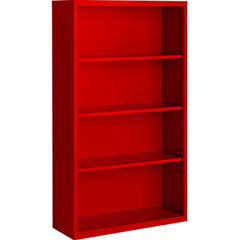 Bookcases; Overall Height: 52; Overall Width: 36; Overall Depth: 13; Material: Steel; Color: Signal Red; Shelf Weight Capacity: 160