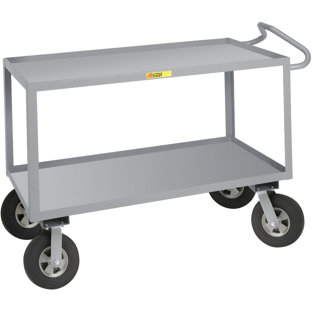 Ergonomic Handle Instrument Utility Cart: 54" Long, 24" Wide, Steel, 1200 lb Capacity, Gray