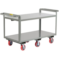 Double Handled Heavy-Duty Shelf Utility Cart: 59" Long, 30" Wide, Steel, 3600 lb Capacity, Gray