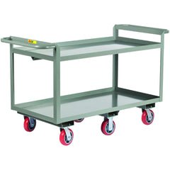 Double Handled Heavy-Duty Shelf Utility Cart: 59" Long, 24" Wide, Steel, 3600 lb Capacity, Gray