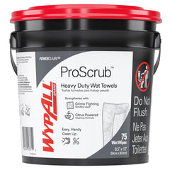 PowerClean ProScrub Heavy Duty Wet Towels (91371), Dual Action Cleaning, Large 9.5" x 12" Wipes, Bucket Included