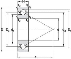 Angular Contact Ball Bearing: 70 mm Bore Dia, 125 mm OD, 24 mm OAW, Without Flange