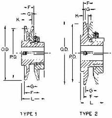 Variable Pitched Sheaves; SheaveType: 2; Belt Section: 3L, 4L, A, 5L, B; Minimum Open Turns For 3l Belts: 0.0 in; 0.0 mm; Minimum Open Turns For 4l Or A Belts: 0.0 in; 0.0 mm; Minimum Pitch Diameter of Belt Type 3L: 4.5 in; 4.5 mm; Maximum Pitch Diameter