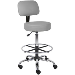 Adjustable Drafting Stool with Back and Removable Foot Rest: 28 to 34" Seat Height, 16 x 16" Seat