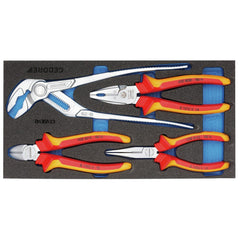 Plier Sets; Plier Type Included: Flat Nose, Universal, Side Cutter, Power Combination; Set Type: Plier Set; Container Type: Foam Module; Overall Length: 157.5 mm; Includes: VDE 8132-160 H Flat-Nosed Pliers, VDE 8314-160 H Side Cutter Pliers, VDE 8250-180