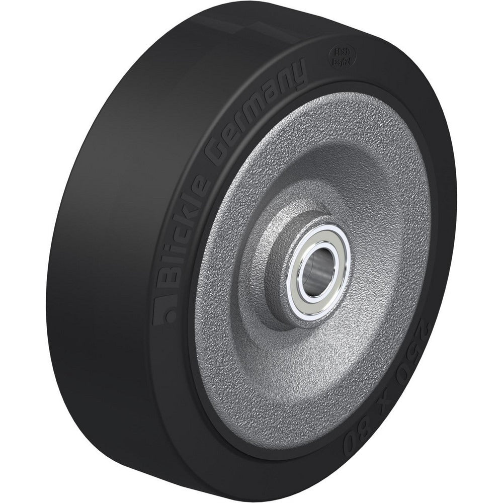 Rigid & Swivel Caster Wheel: Rubber, 10" Dia, 3-1/8" Wide