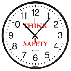 Brush Bridles; 12.75DIA THINK SAFETY QUARTZ WALL CLOCK