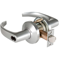 Lever Locksets; Lockset Type: Classroom; Key Type: Keyed Different; Back Set: 2-3/4; Cylinder Type: Less Core; Material: Metal; Door Thickness: 1-3/4 to 2-1/4; Finish: Satin Chrome