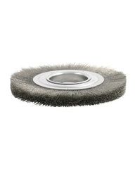 4″ Diameter × 3/8″ Width, Carbon Steel, 0.006″ Crimped Bristle, Wheel Brush