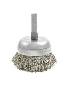 ‎0.012″ Bristle Dia., 1-3/4″ × 3/4″ Stainless Steel, Small Diameter Cup Brush