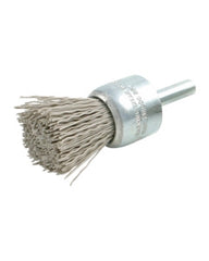 1″ Diameter × 1/4″ Shank Diameter × 7/8″ Trim Length, 0.022″ Abrasive Nylon Bristle, Aluminum Oxide, Solid End Brush
