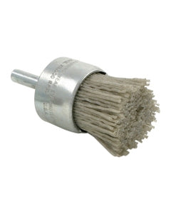 1/2″ Diameter × 1/4″ Shank Diameter × 7/8″ Trim Length, 0.035″ Abrasive Nylon Bristle, Aluminum Oxide, Solid End Brush