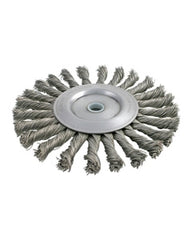 6″ Diameter × 0.437″ Width, Carbon Steel, 0.023″ Knotted Bristle, Wheel Brush