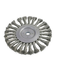 6″ Diameter × 5/8″ Width, Carbon Steel, 0.016″ Knotted Bristle, Wheel Brush
