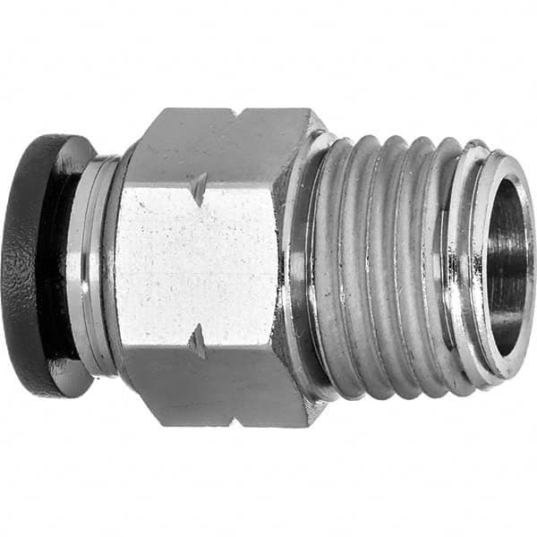 Value Collection - 1/2" OD, NPT Male, Nylon Push-to-Connect Male Connector - 150 Max psi, Black - Americas Industrial Supply