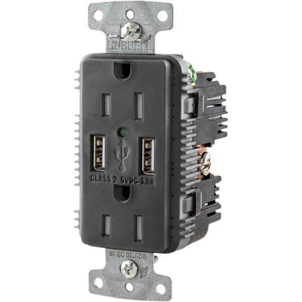 Hubbell Wiring Device-Kellems - USB Receptacles Number of USB Ports: 2 Number of Receptacles: 2 - Americas Industrial Supply