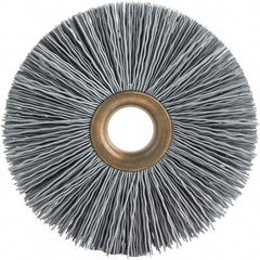 Brush Research Mfg. - 3-1/2" OD, 5/8" Arbor Hole, Crimped Abrasive Nylon Wheel Brush - 3/4" Face Width, 3/16" Trim Length, 20,000 RPM - Americas Industrial Supply