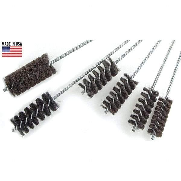 Brush Research Mfg. - 3" Diam Helical Natural Bristle Tube Brush - Single Spiral, 0.012" Filament Diam, 4" Brush Length, 18" OAL, 0.292" Diam Galvanized Steel Shank - Americas Industrial Supply