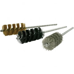 Brush Research Mfg. - 1/2" Diam Helical Steel Tube Brush - Single Spiral, 0.006" Filament Diam, 1-1/2" Brush Length, 5" OAL, 0.168" Diam Galvanized Steel Shank - Americas Industrial Supply