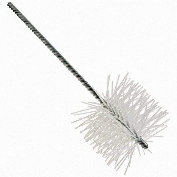Brush Research Mfg. - 5-1/2" Diam Helical Nylon Tube Brush - Single Spiral, 0.079" Filament Diam, 8" Brush Length, 8" OAL, 0.292" Diam Galvanized Steel Shank - Americas Industrial Supply