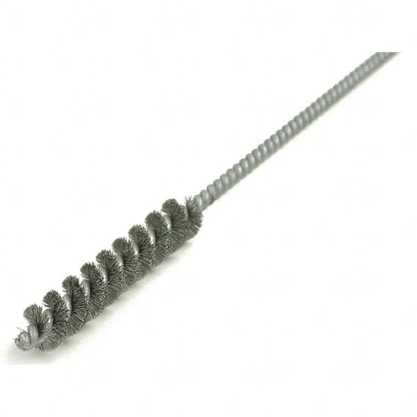 Brush Research Mfg. - 5/8" Diam Helical Steel Tube Brush - Single Spiral, 0.006" Filament Diam, 3" Brush Length, 12" OAL, 0.168" Diam Galvanized Steel Shank - Americas Industrial Supply