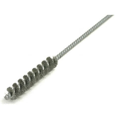 Brush Research Mfg. - 5/8" Diam Helical Steel Tube Brush - Single Spiral, 0.006" Filament Diam, 3" Brush Length, 30" OAL, 0.22" Diam Galvanized Steel Shank - Americas Industrial Supply