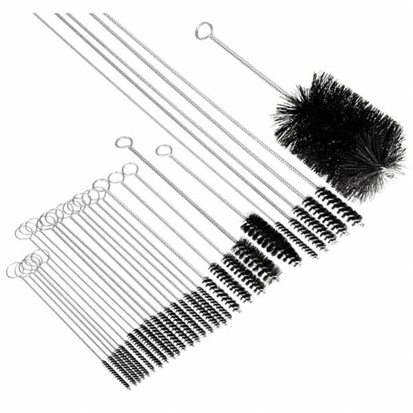 Brush Research Mfg. - 3/4" Diam Helical Nylon Tube Brush - Single Spiral, 0.028" Filament Diam, 3" Brush Length, 14" OAL, 0.245" Diam Galvanized Steel Shank - Americas Industrial Supply