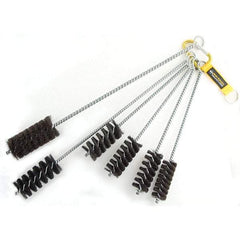 Brush Research Mfg. - 1-3/4" Diam Helical Natural Bristle Tube Brush - Single Spiral, 0.012" Filament Diam, 3-1/2" Brush Length, 18" OAL, 0.292" Diam Galvanized Steel Shank - Americas Industrial Supply