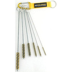 Brush Research Mfg. - 7/16" Diam Helical Brass Tube Brush - Single Spiral, 0.005" Filament Diam, 2-1/2" Brush Length, 10" OAL, 0.168" Diam Galvanized Steel Shank - Americas Industrial Supply