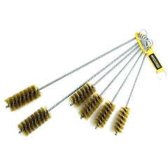 Brush Research Mfg. - 1-3/4" Diam Helical Brass Tube Brush - Single Spiral, 0.012" Filament Diam, 3-1/2" Brush Length, 18" OAL, 0.292" Diam Galvanized Steel Shank - Americas Industrial Supply