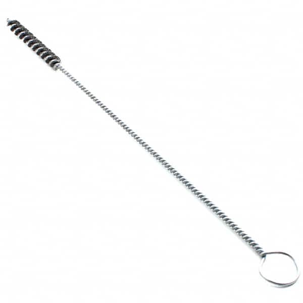 Brush Research Mfg. - 1/4" Diam Helical Steel Tube Brush - Single Spiral, 0.006" Filament Diam, 2" Brush Length, 10" OAL, 0.14" Diam Galvanized Steel Shank - Americas Industrial Supply