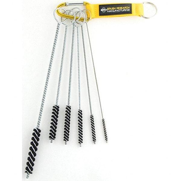 Brush Research Mfg. - 7/16" Diam Helical Natural Bristle Tube Brush - Single Spiral, 0.006" Filament Diam, 2-1/2" Brush Length, 10" OAL, 0.168" Diam Galvanized Steel Shank - Americas Industrial Supply