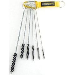 Brush Research Mfg. - 7/16" Diam Helical Natural Bristle Tube Brush - Single Spiral, 0.006" Filament Diam, 2-1/2" Brush Length, 10" OAL, 0.168" Diam Galvanized Steel Shank - Americas Industrial Supply