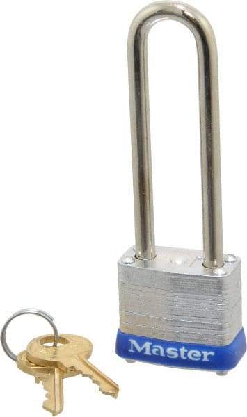Master Lock - 2-1/2" Shackle Clearance, Keyed Alike General Security Padlock - 3/16" Shackle Diam, Laminated Steel - Americas Industrial Supply
