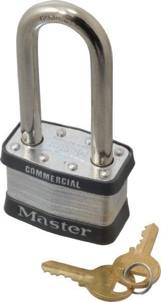 Master Lock - 2-1/2" Shackle Clearance, Keyed Alike Maximum Security Padlock - 3/8" Shackle Diam, Laminated Steel - Americas Industrial Supply