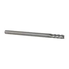 Accupro - 1/4", 3/4" LOC, 1/4" Shank Diam, 4" OAL, 4 Flute, Solid Carbide Square End Mill - Single End, Uncoated, Spiral Flute, 40° Helix, Centercutting, Right Hand Cut, Right Hand Flute - Americas Industrial Supply