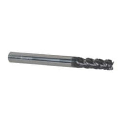 Accupro - 1/4" Diam, 3/4" LOC, 4 Flute Solid Carbide Roughing & Finishing Square End Mill - AlTiN Finish, 2-1/2" OAL, 1/4" Shank Diam, Straight Shank, 40° Helix, Centercutting - Americas Industrial Supply