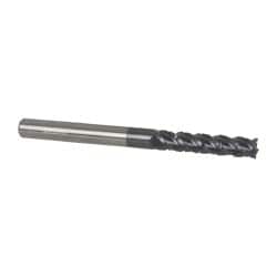 Accupro - 1/4" Diam, 1-1/8" LOC, 4 Flute Solid Carbide Roughing & Finishing Square End Mill - AlTiN Finish, 3" OAL, 1/4" Shank Diam, Straight Shank, 40° Helix, Centercutting - Americas Industrial Supply