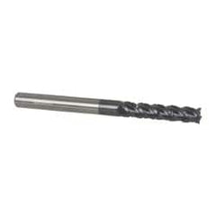 Accupro - 1/4" Diam, 1-1/8" LOC, 4 Flute Solid Carbide Roughing & Finishing Square End Mill - AlTiN Finish, 3" OAL, 1/4" Shank Diam, Straight Shank, 40° Helix, Centercutting - Americas Industrial Supply