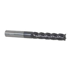 Accupro - 7/16" Diam, 2" LOC, 4 Flute Solid Carbide Roughing & Finishing Square End Mill - AlTiN Finish, 4" OAL, 7/16" Shank Diam, Straight Shank, 40° Helix, Centercutting - Americas Industrial Supply