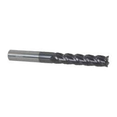 Accupro - 7/16" Diam, 2" LOC, 4 Flute Solid Carbide Roughing & Finishing Square End Mill - AlTiN Finish, 4" OAL, 7/16" Shank Diam, Straight Shank, 40° Helix, Centercutting - Americas Industrial Supply